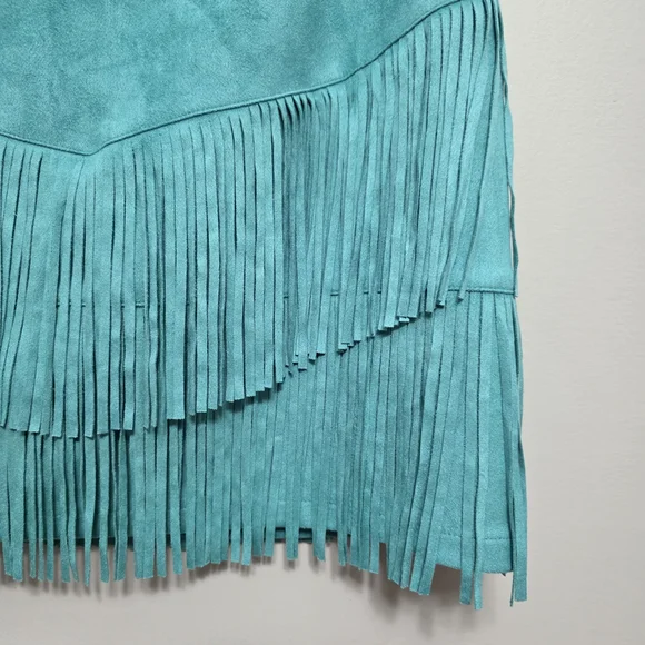 Sterling Kreek Ladies Size L Fringe Skirt W/Built In Shorts Fringe Western Teal - Picture 4 of 7